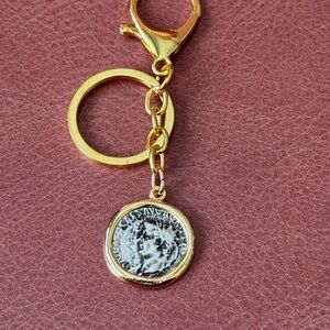 Gold and Silver Coin Keychain Bag Charm